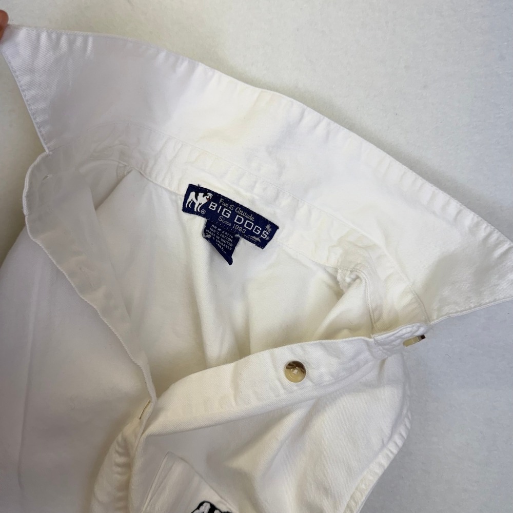 VTG Big Dogs Wmns S White Sleeveless Cotton Shirt Embroidered Logo Americana 90s - Picture 5 of 7
